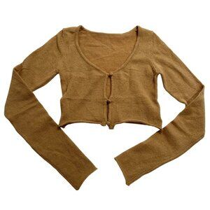 Amelie Teje Crop Cardigan Sweater in Brown